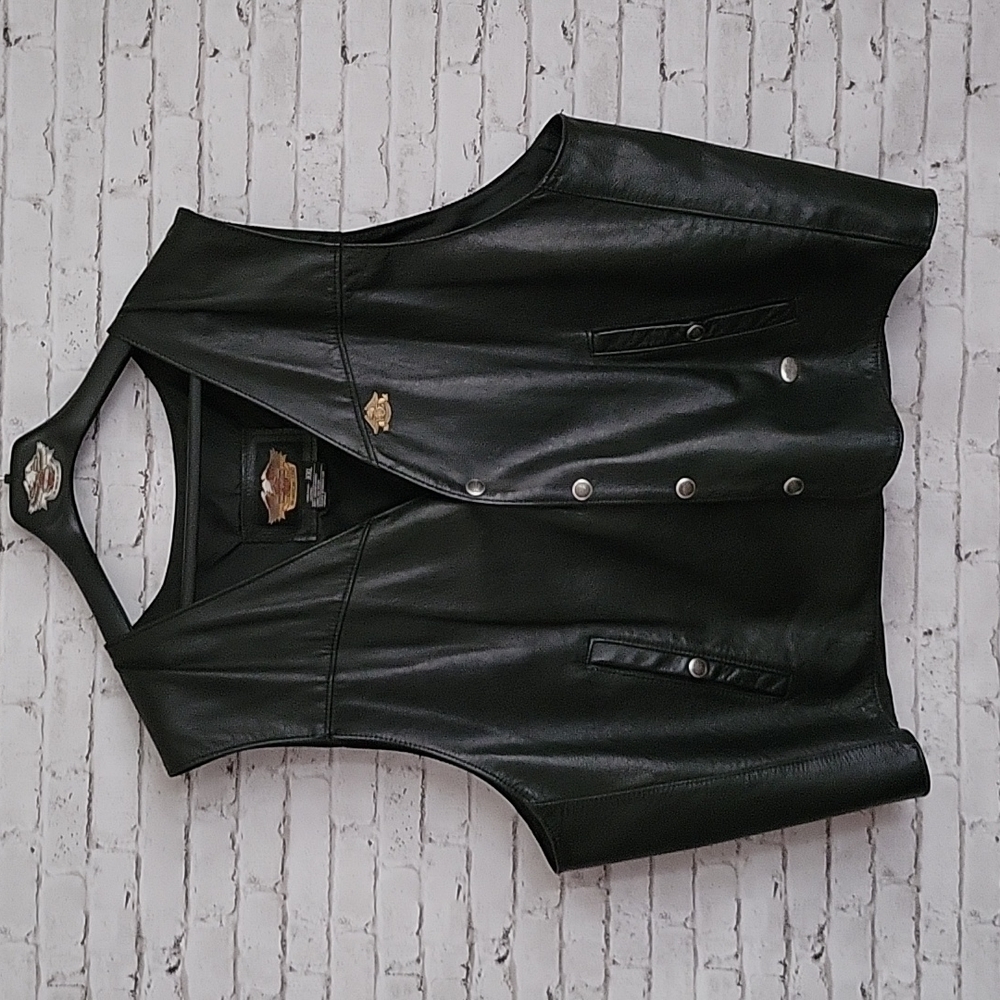 Harley-Davidson Men's Genuine Leather Vest, Snap Closure, Size Xxl